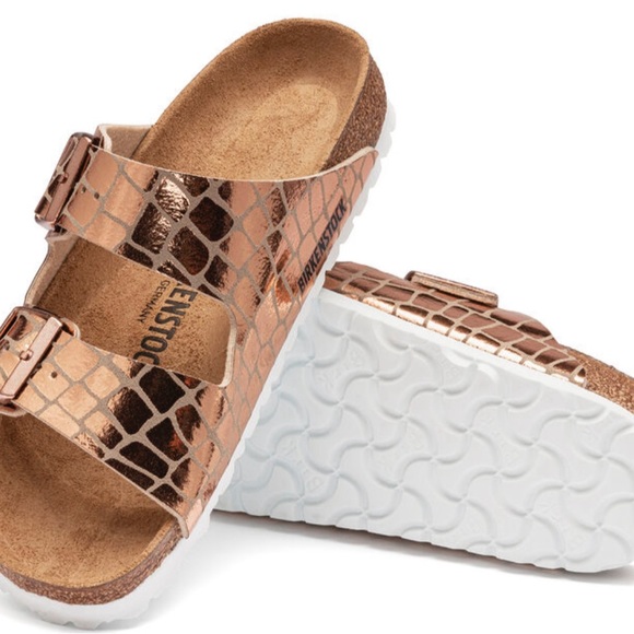 BNWT Birkenstock Arizona Gator Sandals Bronze - Picture 5 of 10